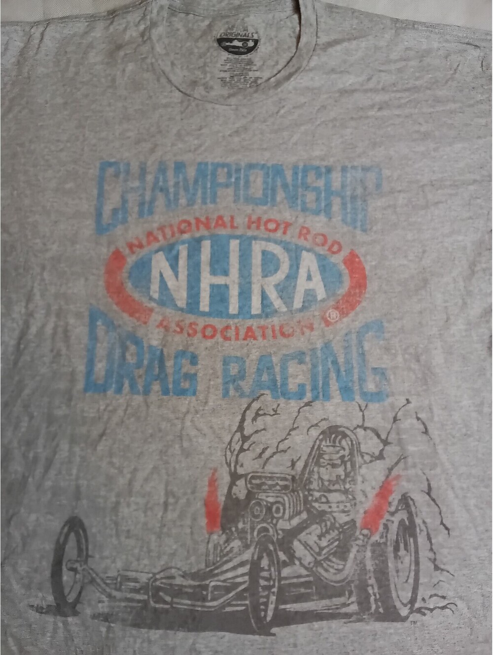 Vintage NHRA Championship Drag Racing Gray T-Shirt XXL Short Sleeve